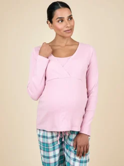 JoJo Maman Bébé Pink Maternity Check Pyjama Set