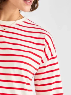 JoJo Maman Bébé Red Stripe Long Sleeve Boyfriend Maternity T-Shirt