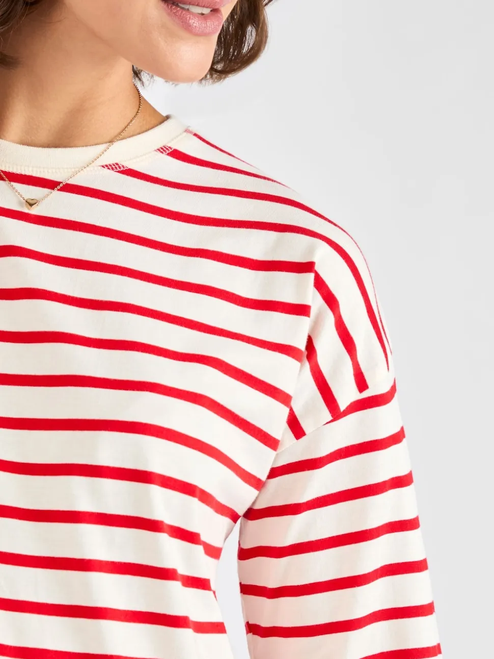 JoJo Maman Bébé Red Stripe Long Sleeve Boyfriend Maternity T-Shirt