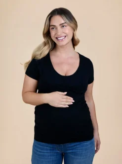 JoJo Maman Bébé True Black 2-Pack Maternity And Nursing T-Shirts