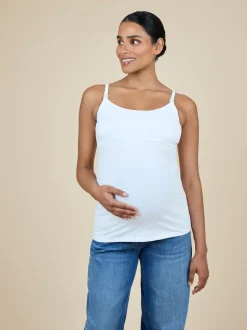 JoJo Maman Bébé White 2-Pack Maternity & Nursing Vest Tops