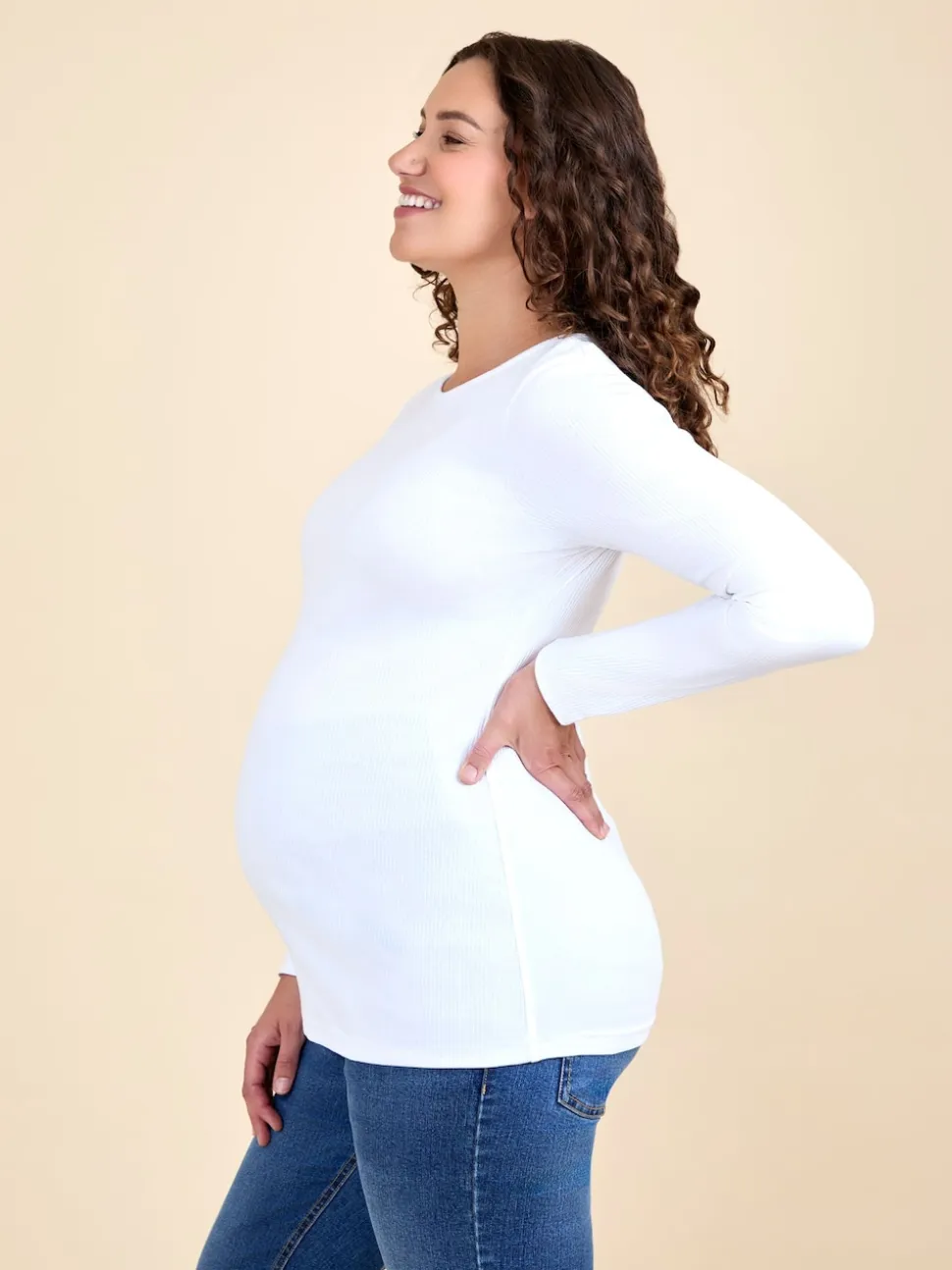 JoJo Maman Bébé White 2-Pack Ribbed Maternity & Nursing Top