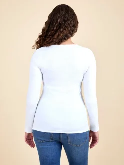 JoJo Maman Bébé White 2-Pack Ribbed Maternity & Nursing Top
