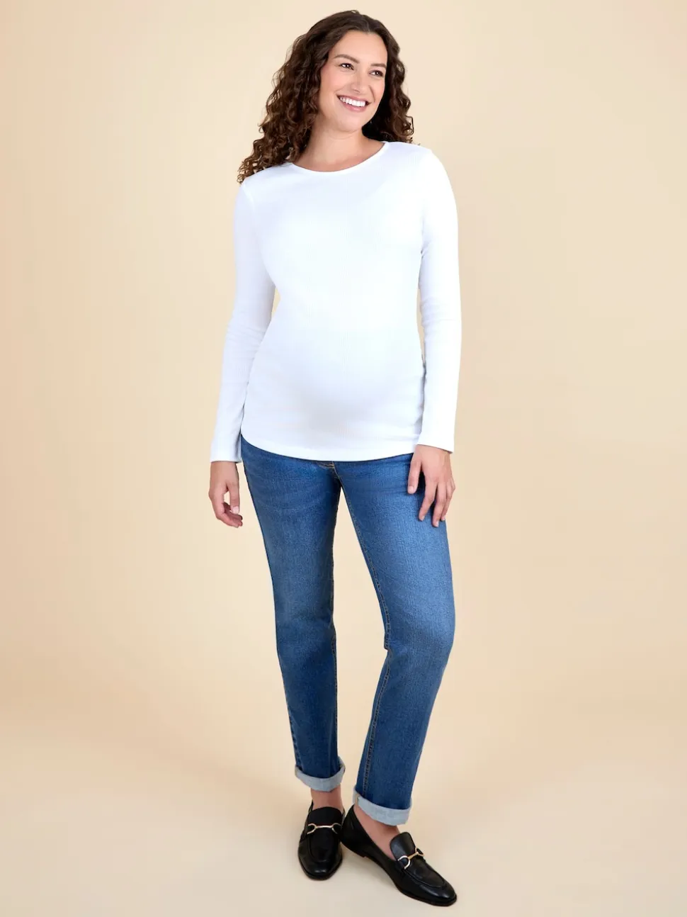 JoJo Maman Bébé White 2-Pack Ribbed Maternity & Nursing Top