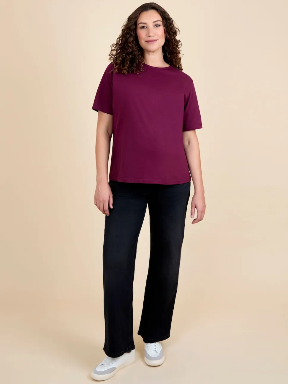 JoJo Maman Bébé Wine Oversized Boyfriend Maternity T-Shirt