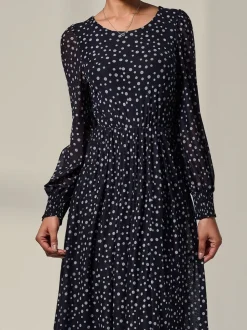 Jolie Moi Black Long Sleeve Mesh Midi Dress
