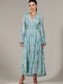 Jolie Moi Green Petite Petite Long Sleeve Soft Silky Jersey Midi Dress