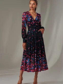 Jolie Moi Pink Dalia Symmetrical Print Lace Maxi Dress
