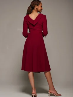 Jolie Moi Red Roll Neck Fit & Flare Midi Dress