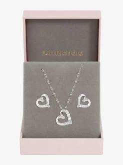 Jon Richard Silver Rhodium Plated and Pave Twist Heart Gift Box Set