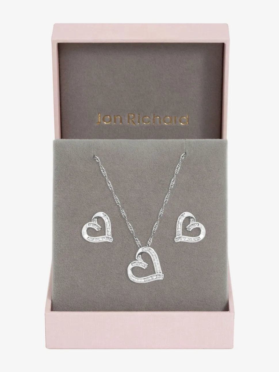 Jon Richard Silver Rhodium Plated and Pave Twist Heart Gift Box Set