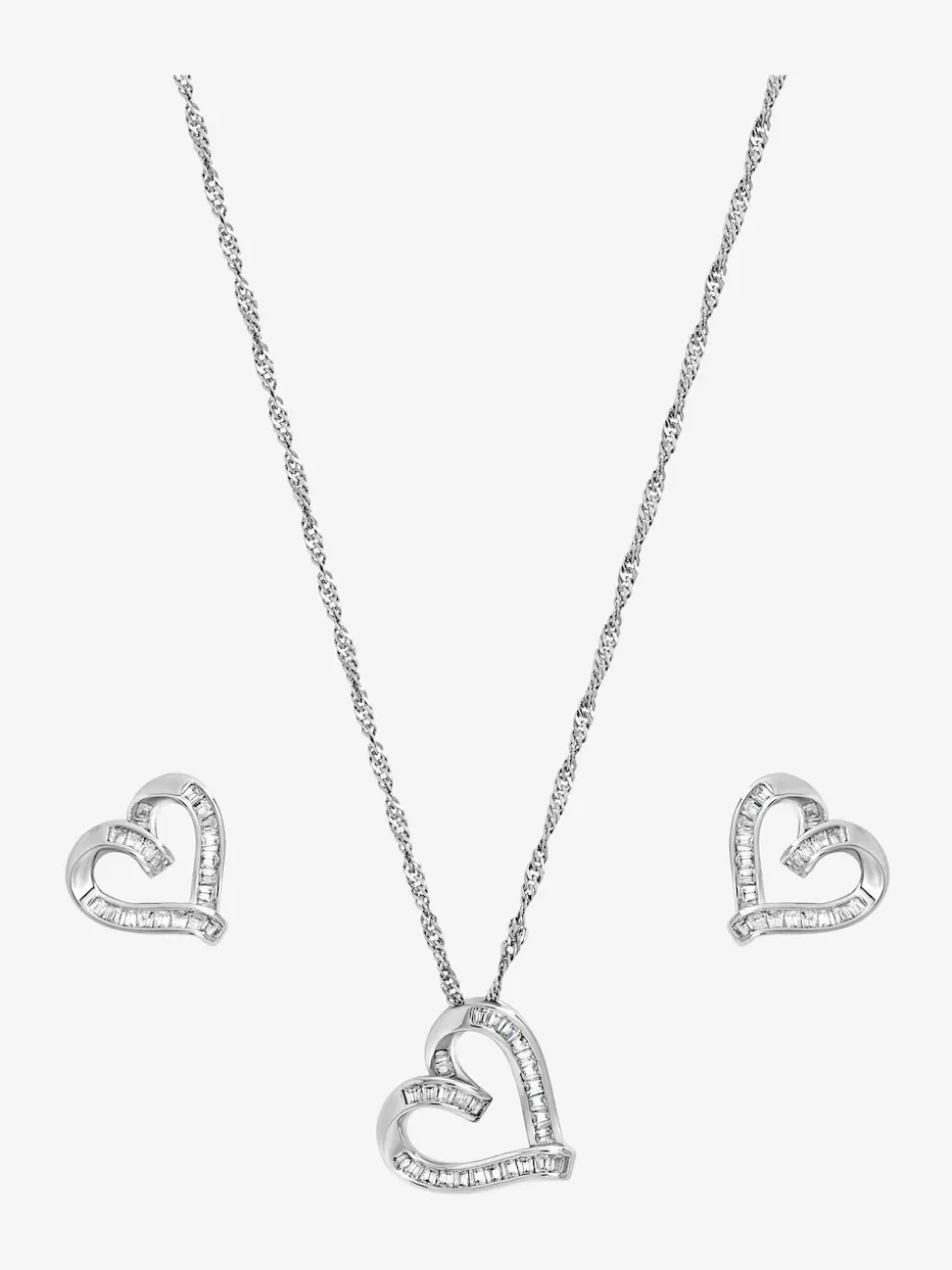 Jon Richard Silver Rhodium Plated and Pave Twist Heart Gift Box Set