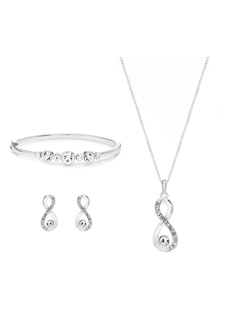 Jon Richard Silver Tone Crystal Infinity Jewellery Set in a Gift Box