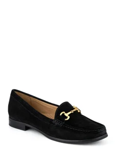 Jones Bootmaker Black Wide Fit Lex Suede Leather Loafers