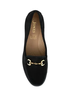 Jones Bootmaker Black Wide Fit Lex Suede Leather Loafers