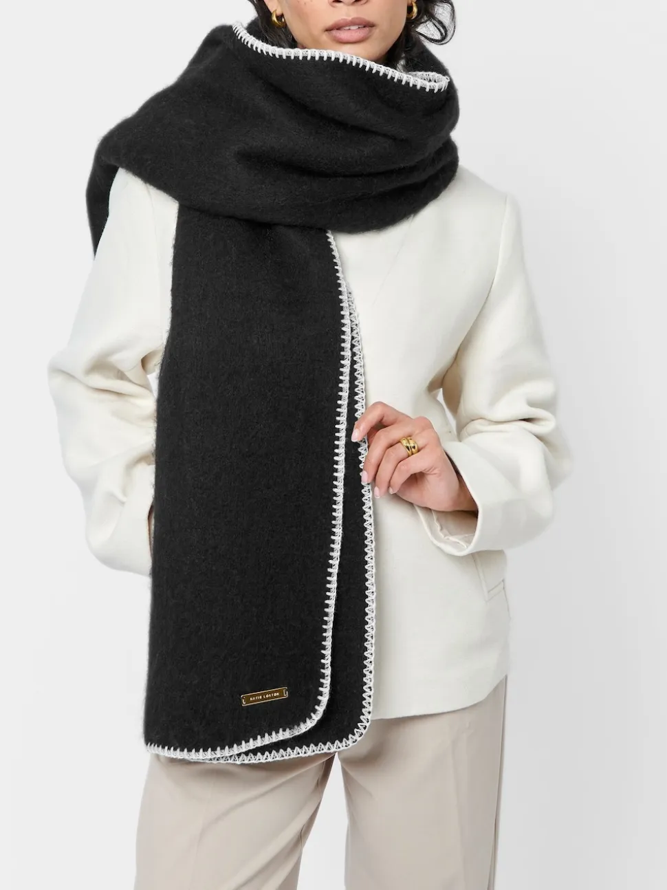 Katie Loxton Black Whipstitch Scarf