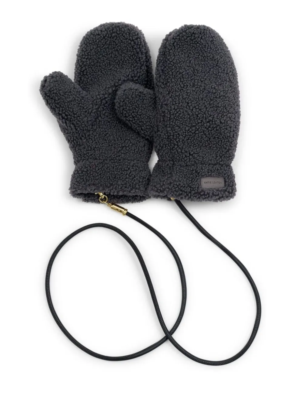 Katie Loxton Grey Teddy Mittens With Cord
