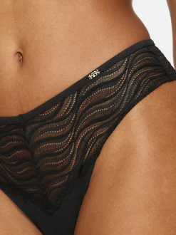 KBX Black High Waist Lola Lace Brazilian Knickers