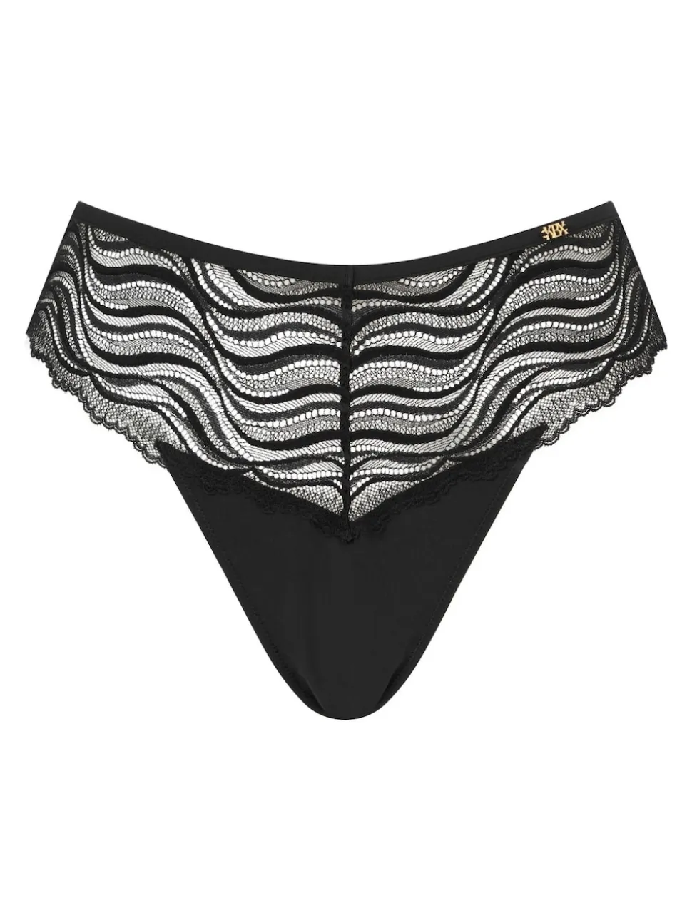 KBX Black High Waist Lola Lace Brazilian Knickers