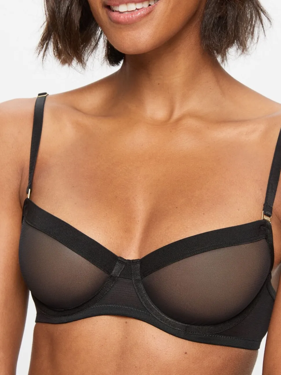 KBX Black Non Pad Balcony Zadie Mesh Crop Bralette