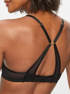 KBX Black Non Pad Balcony Zadie Mesh Crop Bralette