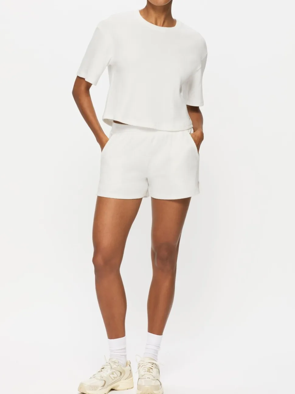 KBX Cream Marl Naomi Waffle Top and Shorts Set