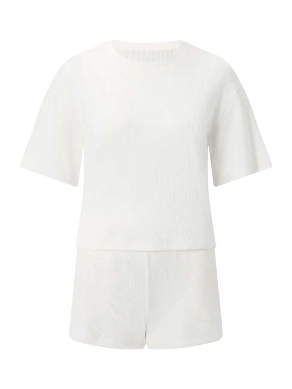 KBX Cream Marl Naomi Waffle Top and Shorts Set
