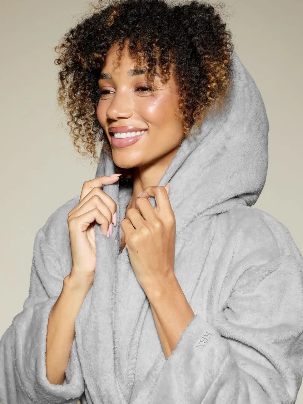 KBX Grey Rosa Fluffy Robe
