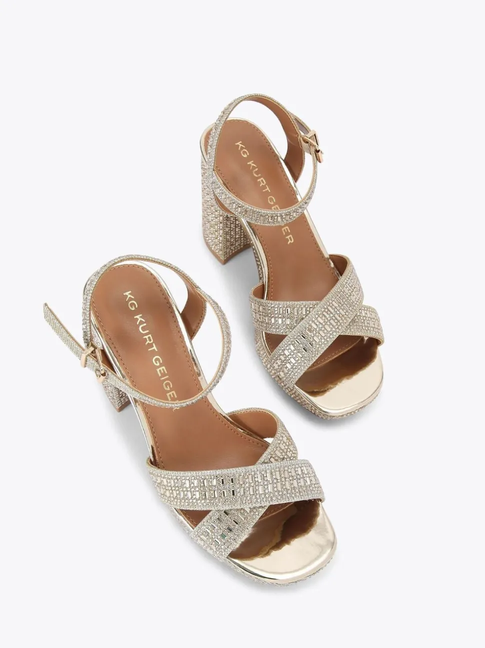KG Kurt Geiger Gold Fleur Platform Sandals
