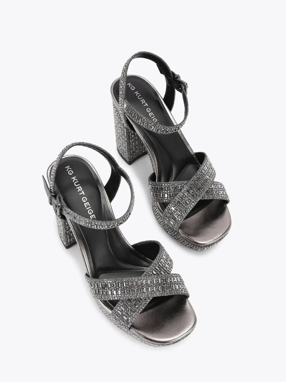 KG Kurt Geiger Grey Fleur Platform Sandals