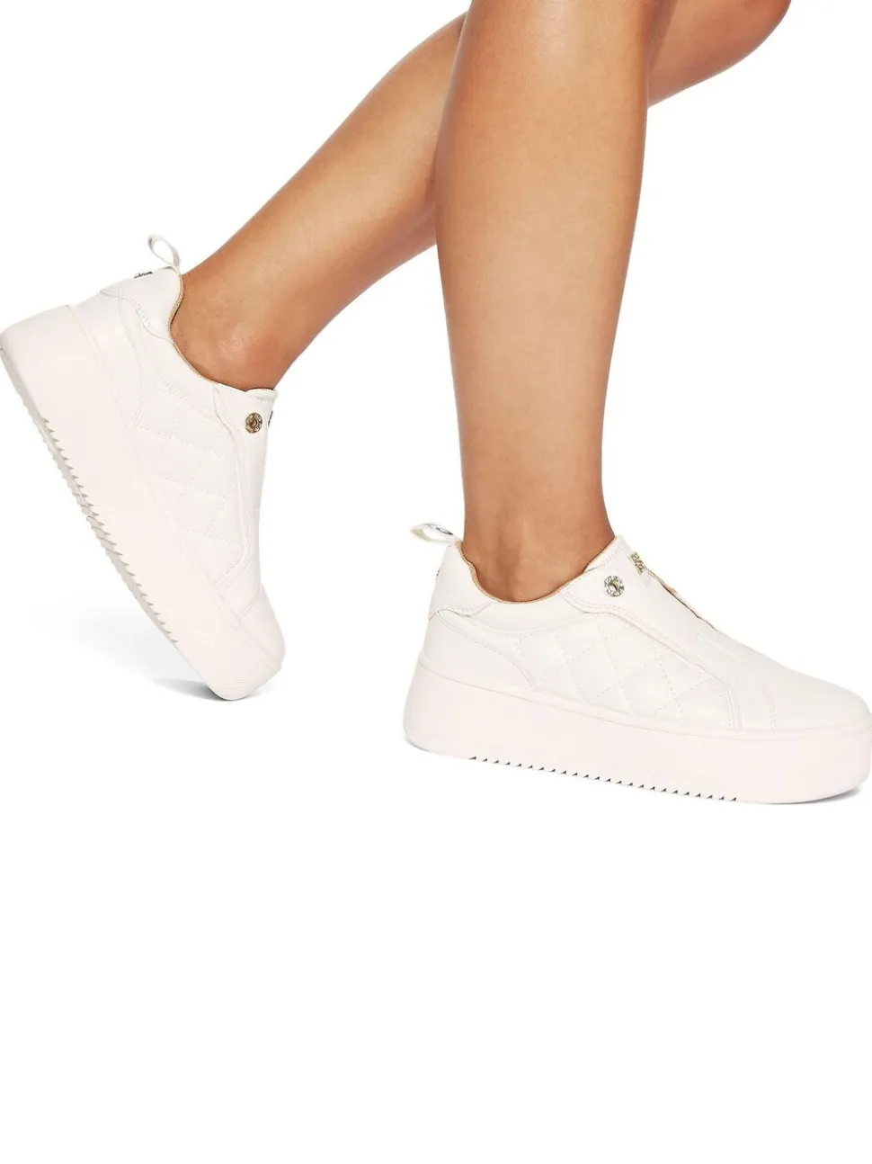 KG Kurt Geiger White Lighter Laceless Quilt Trainers