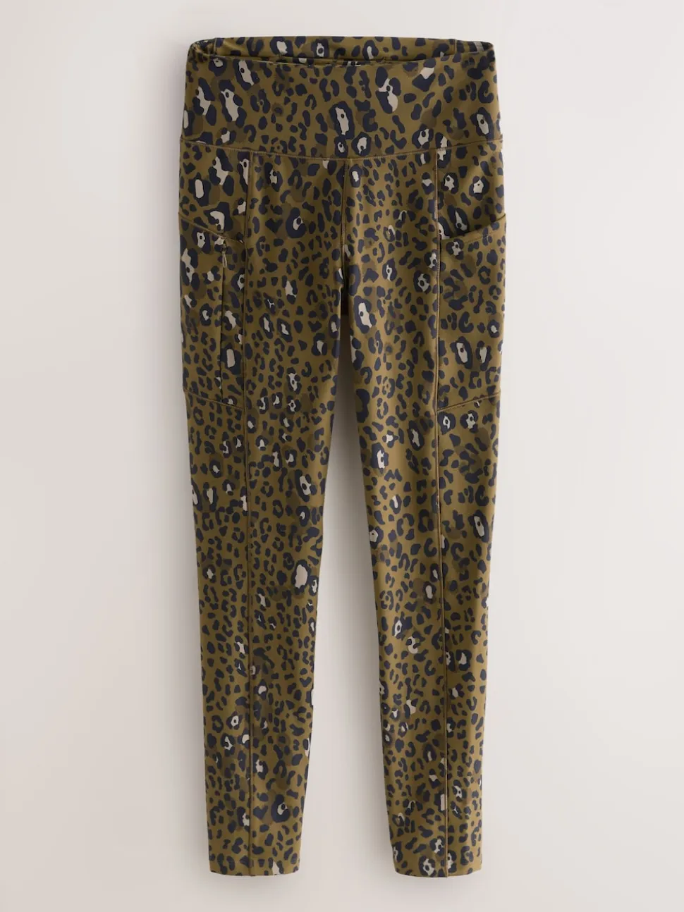 Khaki Animal Print Outdoor Fleece Lined Warm Handle Leggings