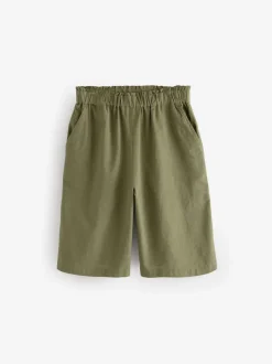 Khaki Green 100% Cotton Bermuda Shorts