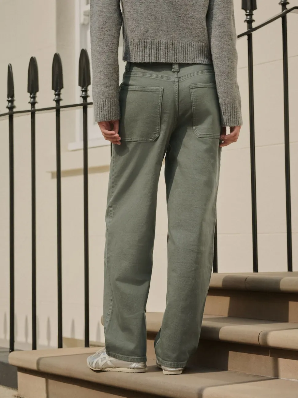Khaki Green Ankle Straight Leg Carpenter Jeans