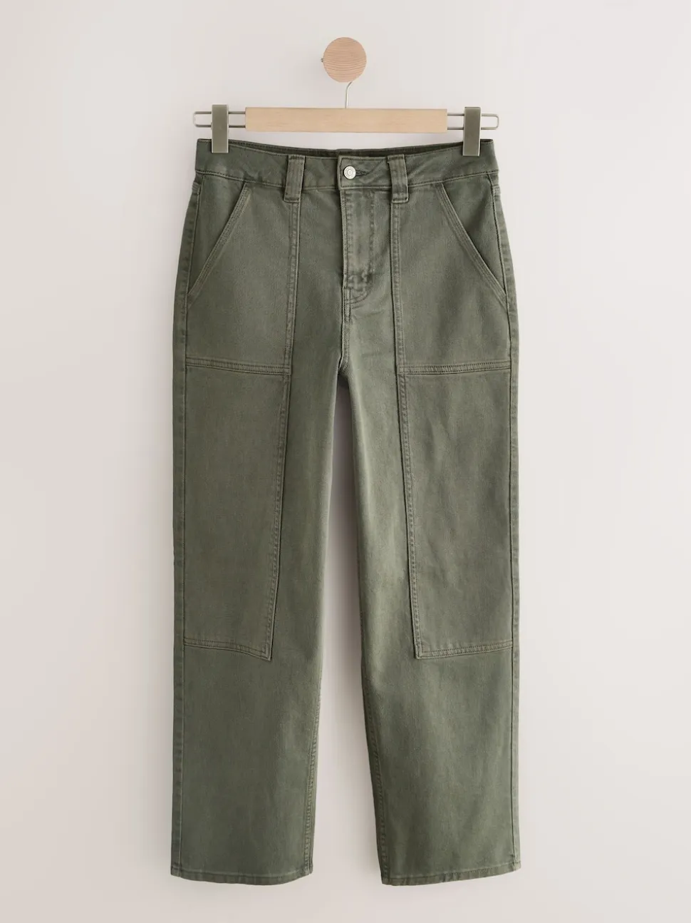 Khaki Green Ankle Straight Leg Carpenter Jeans