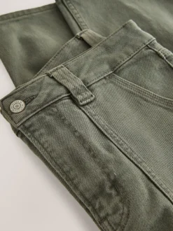 Khaki Green Ankle Straight Leg Carpenter Jeans