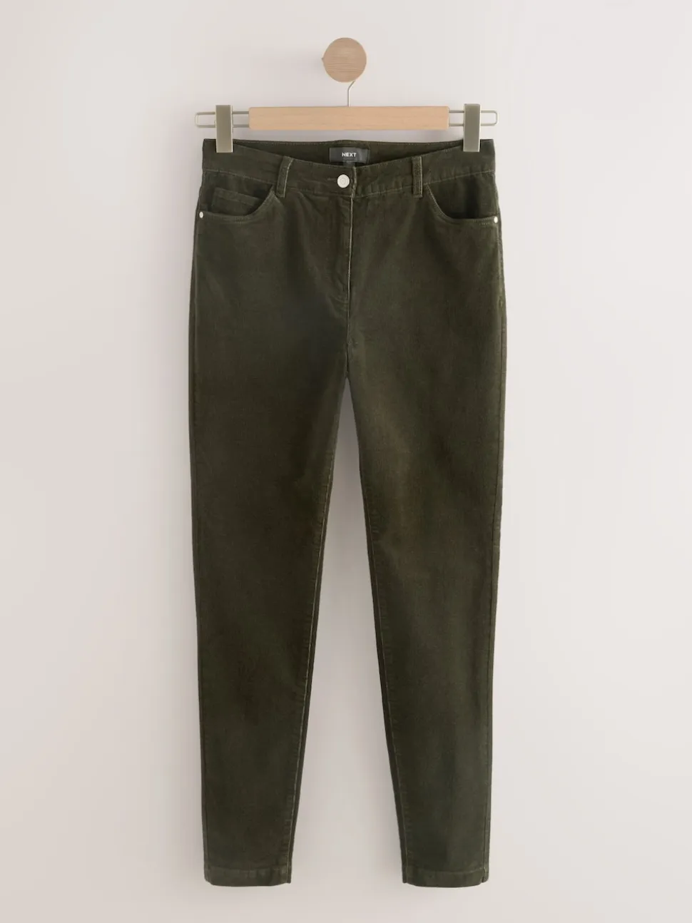 Khaki Green Corduroy Skinny Trousers