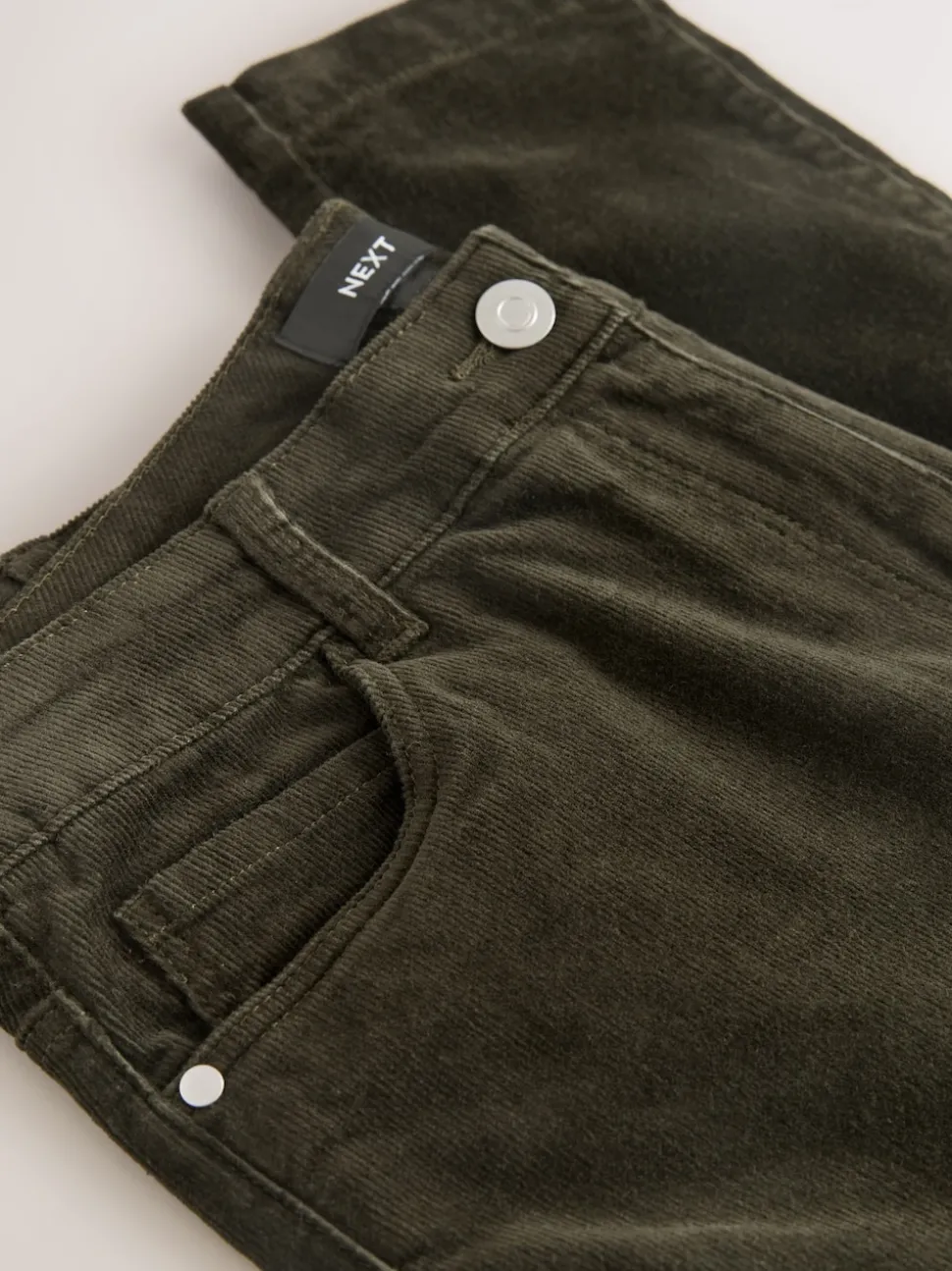 Khaki Green Corduroy Skinny Trousers