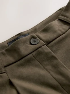 Khaki Green Faux Suede Longline Shorts