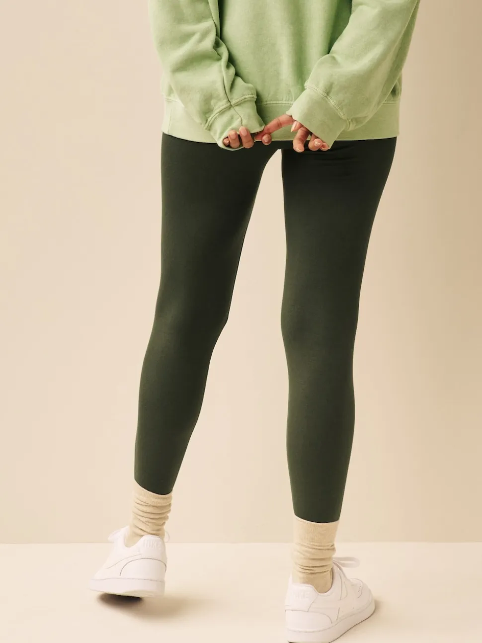 Khaki Green Full Length Leggings