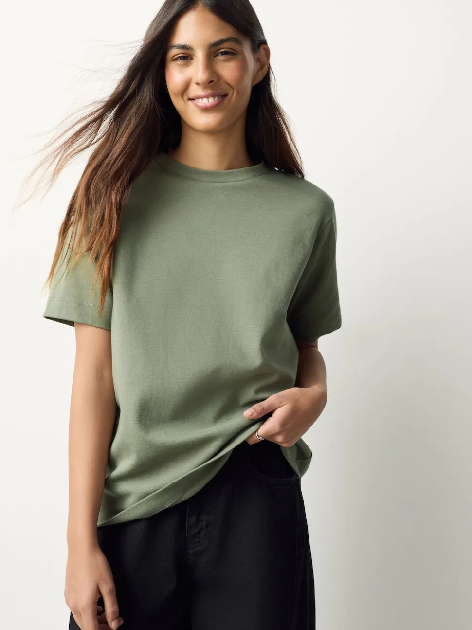 Khaki Green Heavyweight Short Sleeve Crew Neck T-Shirt