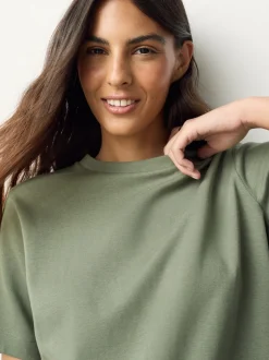 Khaki Green Heavyweight Short Sleeve Crew Neck T-Shirt