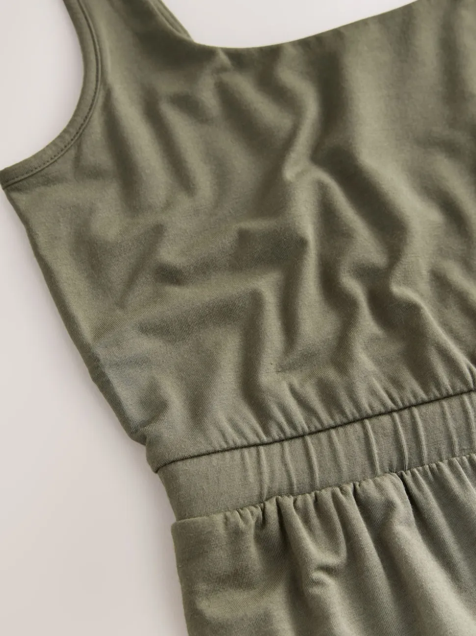 Khaki Green Jersey Jumpsuit