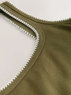 Khaki Green Jersey Midi Summer Dress