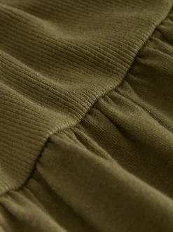 Khaki Green Jersey Midi Summer Dress