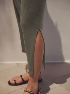 Khaki Green Jersey Twist T-Shirt Summer Dress