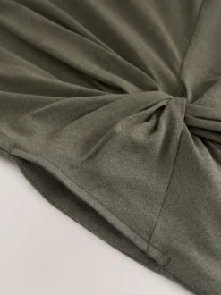 Khaki Green Jersey Twist T-Shirt Summer Dress