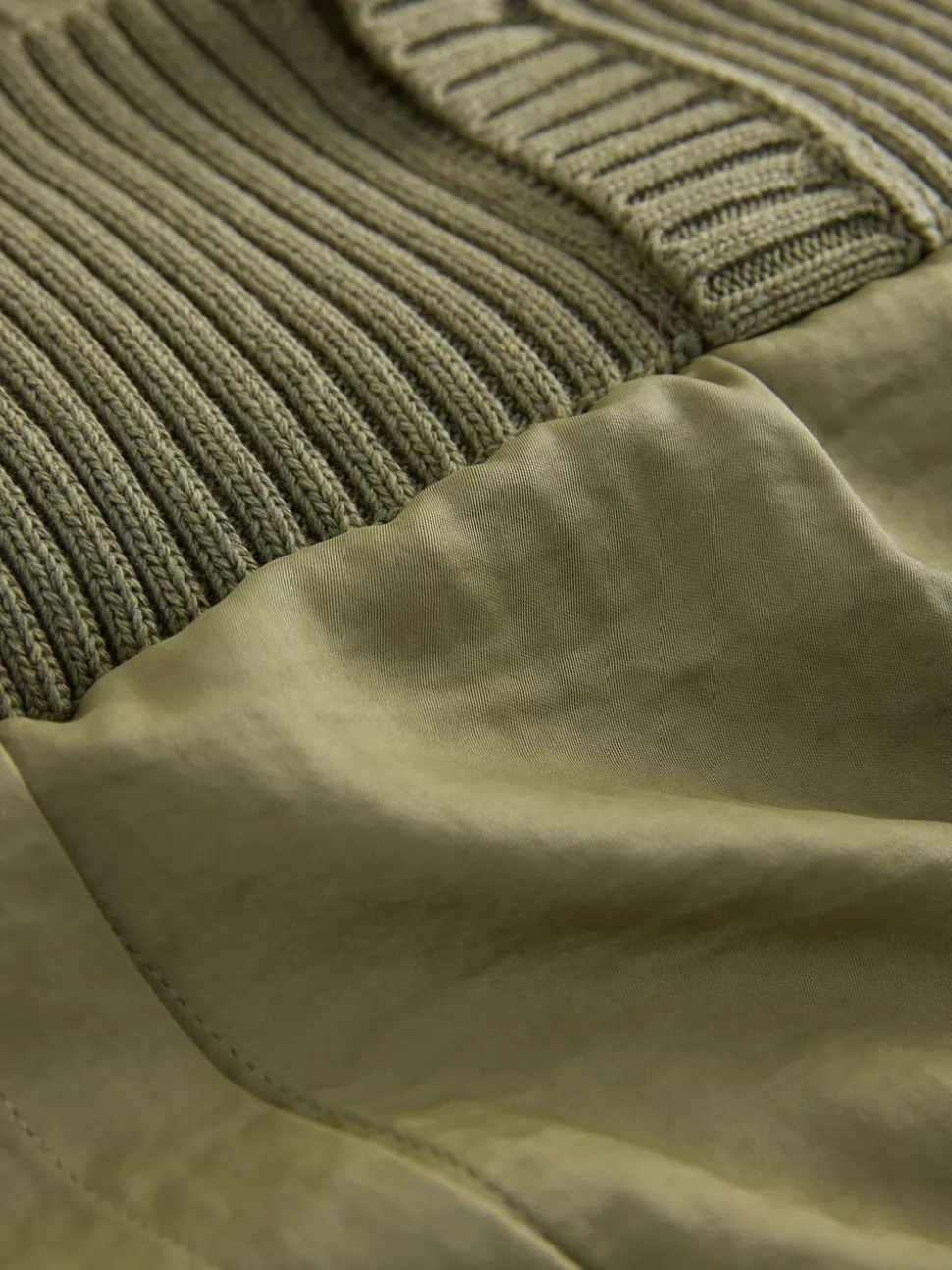 Khaki Green Knitted Tank Shirt Layer With Button Detail