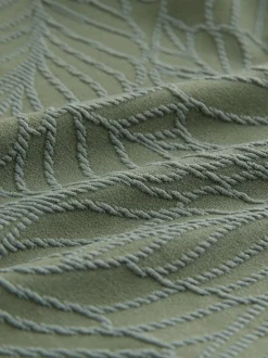 Khaki Green Leaf Textured Plunge Shaping Tummy Control Swimsuit