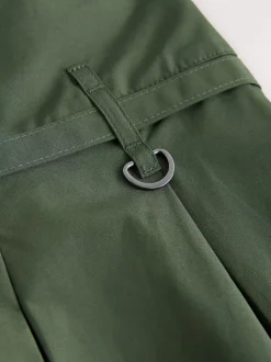 Khaki Green Pleated Midi Skirt